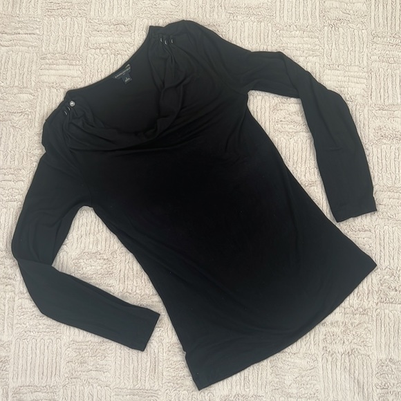 Banana Republic black long sleeve top cowl neck with button detail Size Small - Picture 5 of 16